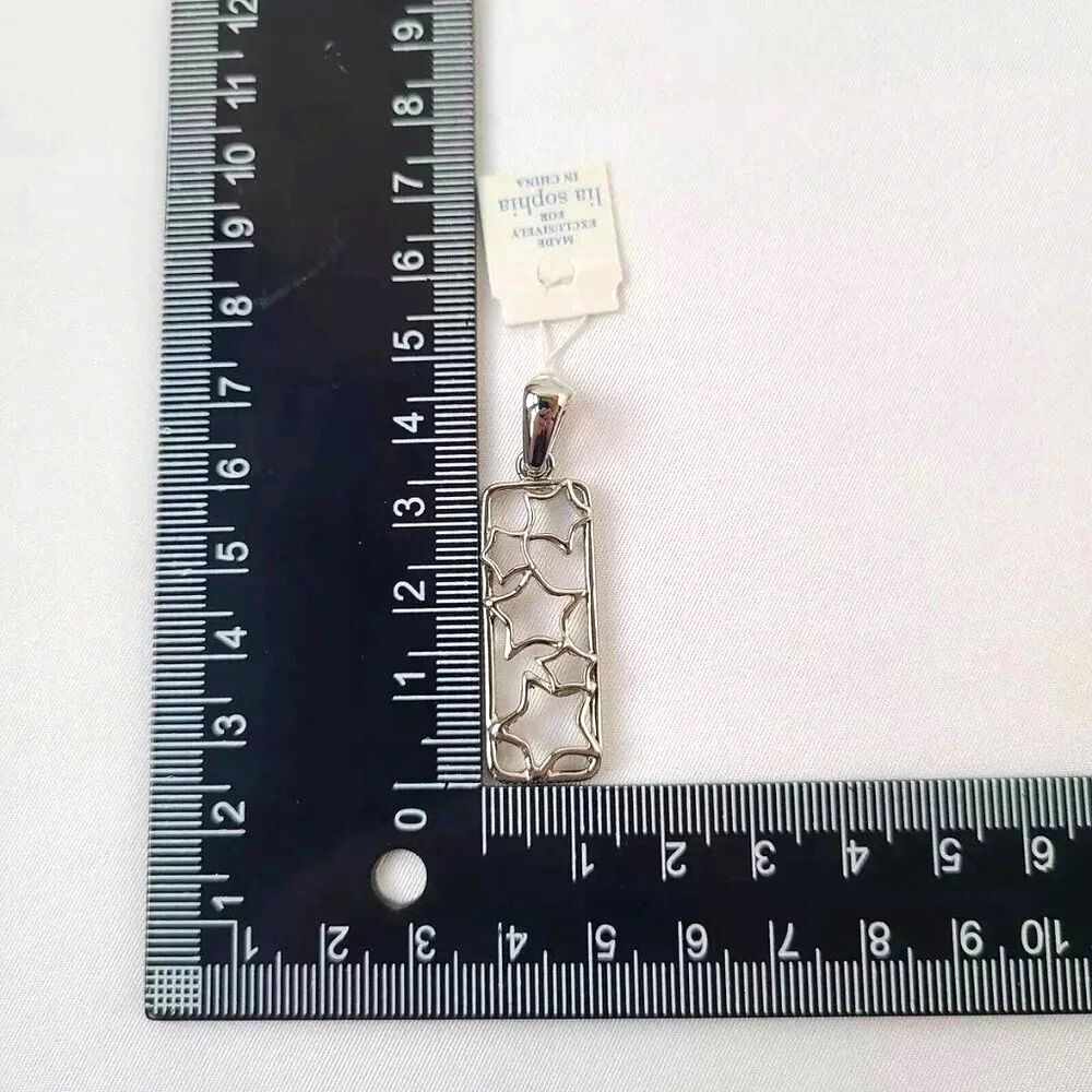 Lia Sophia Falling Scatter Stars Rectangle Silver Tone Pendant Slide Celestial - Picture 3 of 3